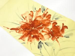 リサイクル　塩瀬手描き花模様名古屋帯